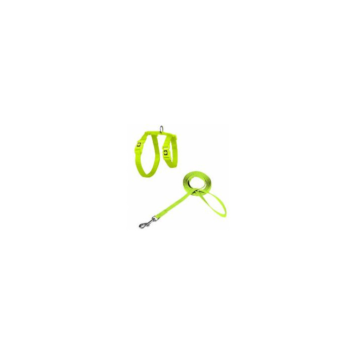 ARNES + TIRADOR DE NYLON P GATO DOCO -VERDE LIMON- REF DCAT2011072