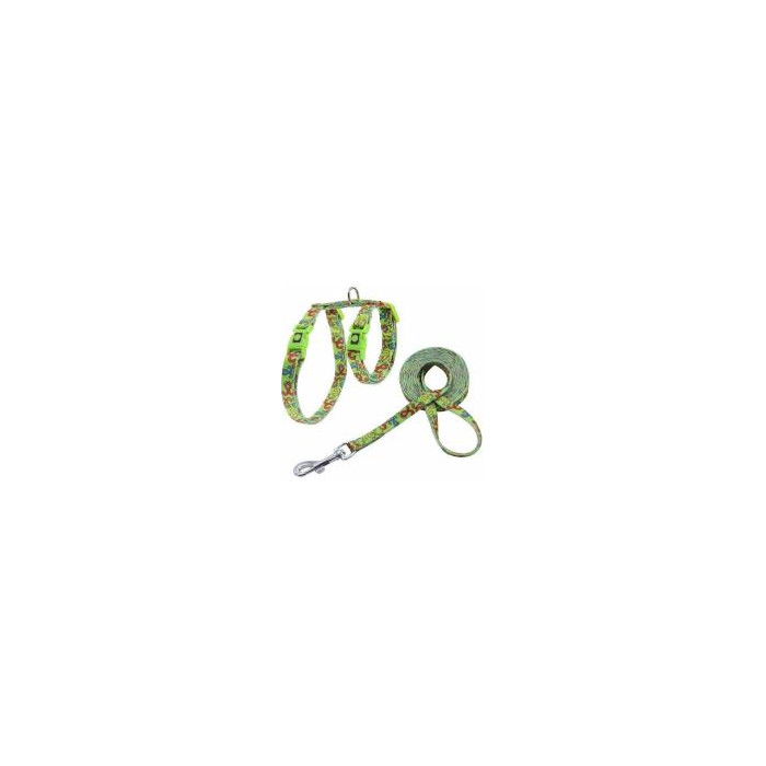 ARNES + TIRADOR DE NYLON P GATO DOCO -ESTAMPADO VERDE- REF DCAT2022072