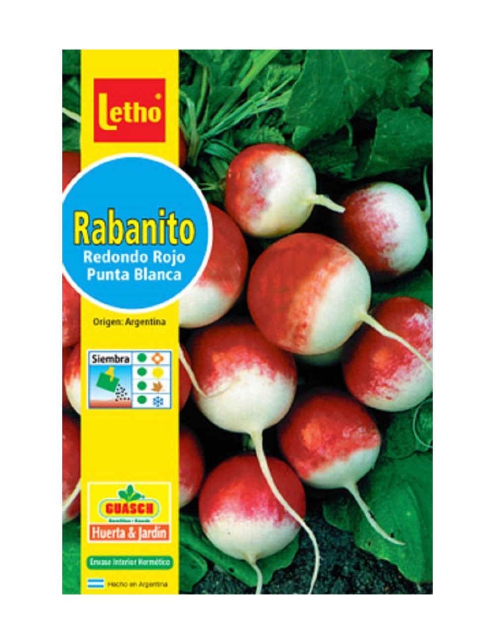 LETHO RABANITO REDONDO ROJO PUNTA BLANCA X 10 GRAMOS