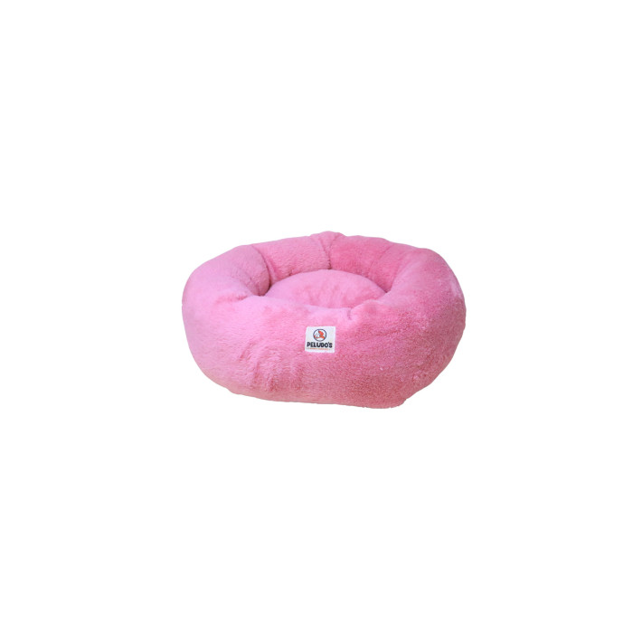 CAMA PELUDOS REDONDA DE PELUCHE ROSA P