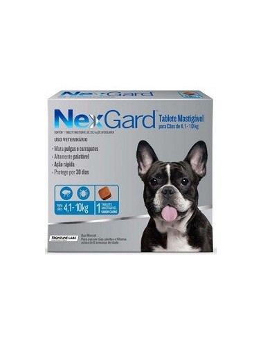 NEXGARD (04 A 10 KG.) TABLETAS CONTRA PULGAS Y GARRAPATAS P/ PERROS