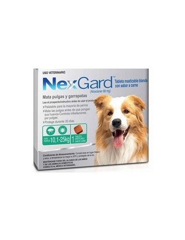 NEXGARD (10 A 25 KG.) TABLETAS CONTRA PULGAS Y GARRAPATAS P/ PERROS