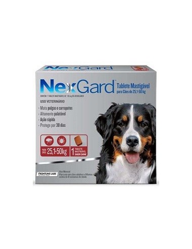 NEXGARD (25 A 50 KG.) TABLETAS CONTRA PULGAS Y GARRAPATAS P/ PERROS