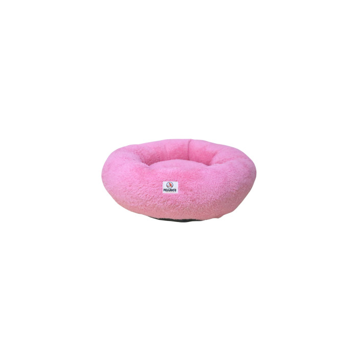 CAMA PELUDOS REDONDA DE PELUCHE ROSA M