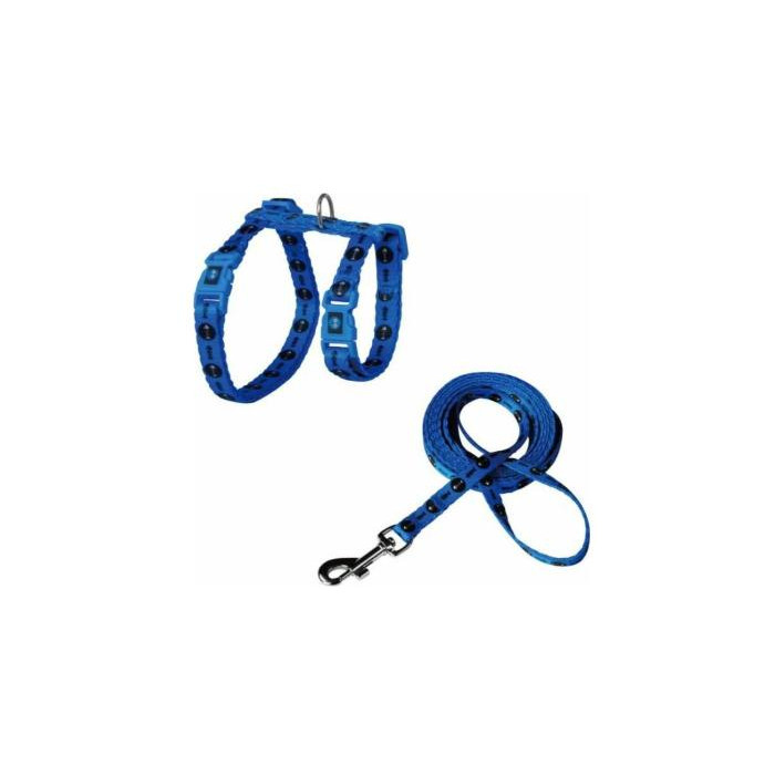 ARNES + TIRADOR DE NYLON P GATO DOCO -ESTAMPADO AZUL PEZ- REF DCAT2022072