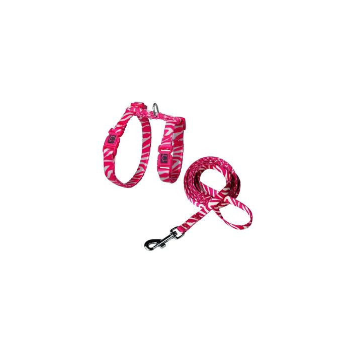 ARNES + TIRADOR DE NYLON P GATO DOCO -ESTAMPADO CEBRA ROSA- REF DCAT2022072