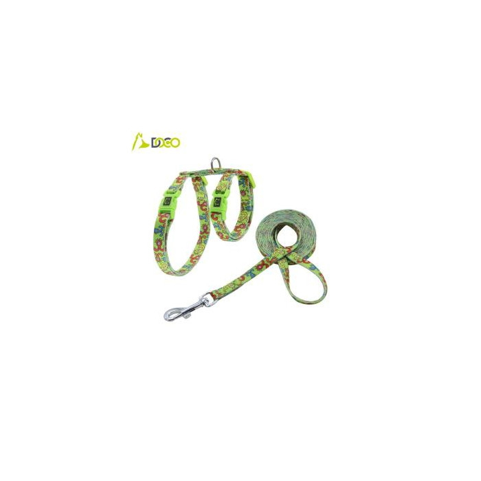 ARNES + TIRADOR DE NYLON P GATO DOCO -ESTAMPADO VERDE- REF DCAT2022072