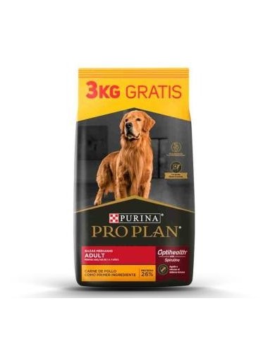 PRO PLAN ADULTOS RAZA MEDIANA X 15+3 KILOS