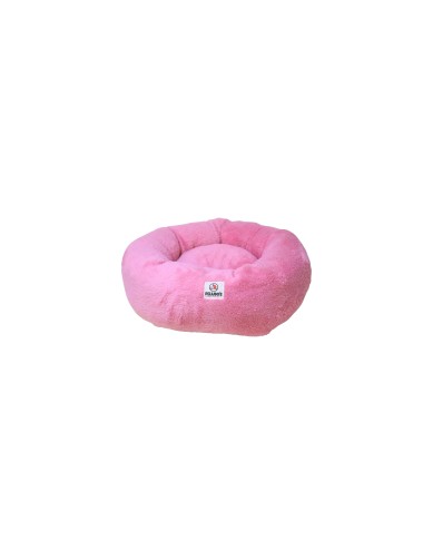 CAMA PELUDOS REDONDA DE PELUCHE ROSA P