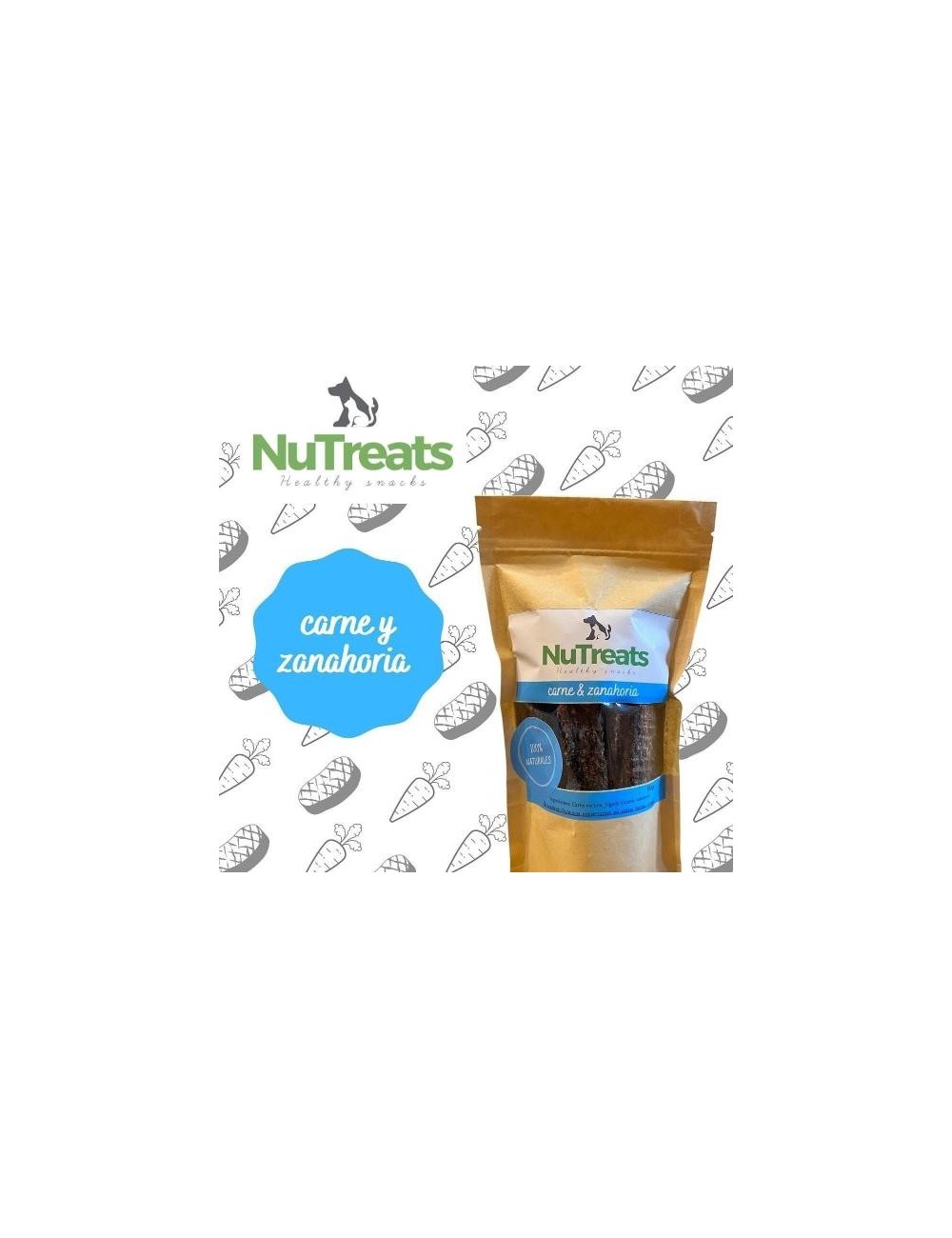 SNACK NATURAL -NUTREATS- CARNE Y ZANAHORIA X 100 GRAMOS