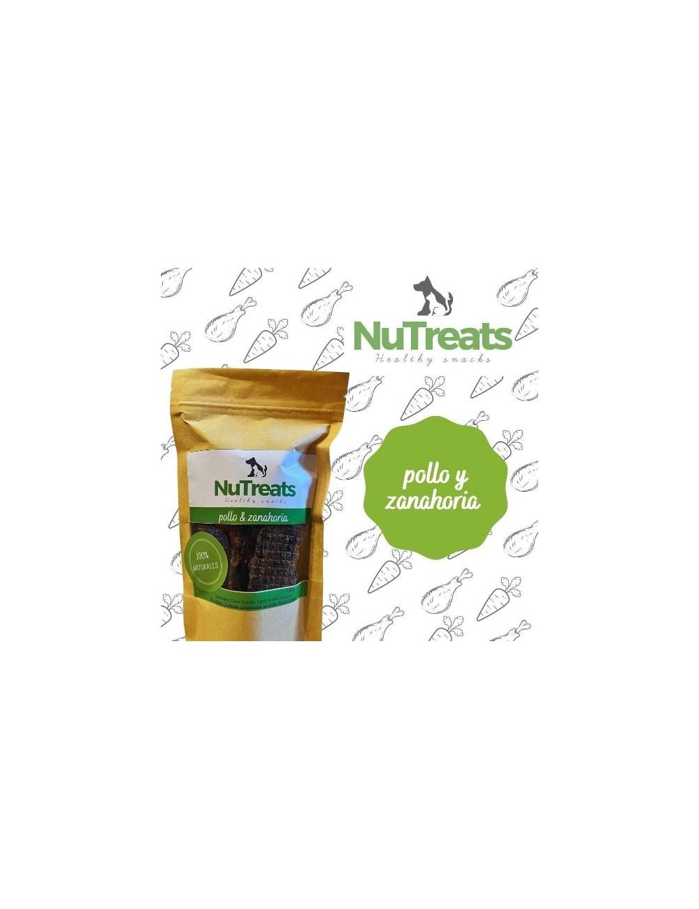 SNACK NATURAL -NUTREATS- POLLO Y ZANAHORIA X 100 GRAMOS