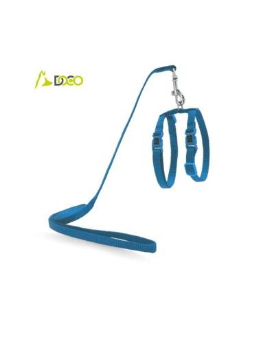 ARNES + TIRADOR DE NYLON P/ GATO DOCO -CELESTE- REF DCAT2011072