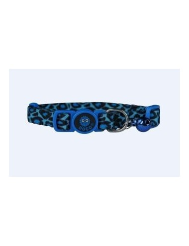COLLAR DE NYLON P/ GATO DOCO -ANIMAL PRINT AZUL- REF DCAT002