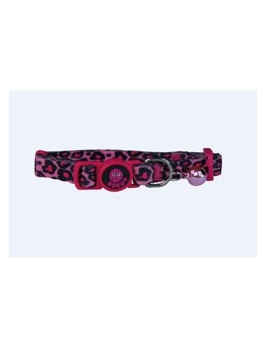 COLLAR DE NYLON P/ GATO DOCO -ANIMAL PRINT ROSA- REF DCAT002