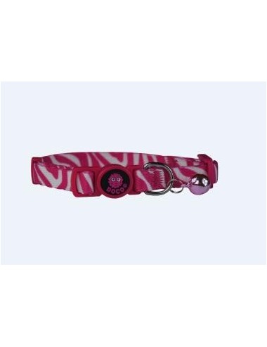 COLLAR DE NYLON P/ GATO DOCO -ESTAMPADO CEBRA ROSA- REF DCAT002