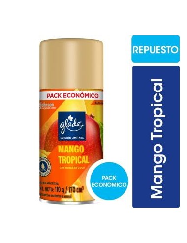 AROMATIZANTE GLADE AUTOMÁTICO REFILL LIM ED 1 MANGO / COCO 170ML