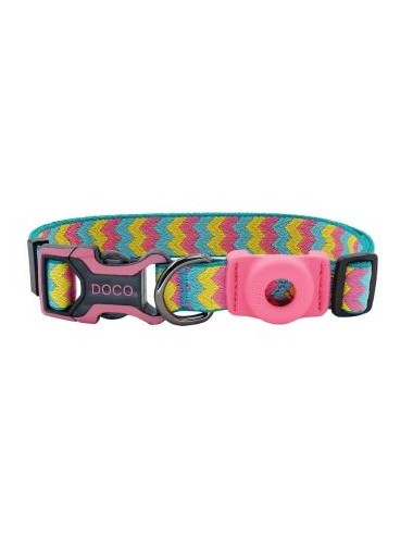 COLLAR DE NYLON DOCO AIRTAG D-RING -ESTAMPADO ROSADO D24- M REF ATC-23002