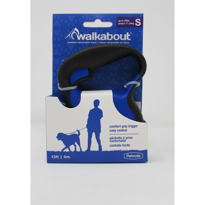 TIRADOR RETRACTIL PETMATE WALKABOUT AZUL PEQUEÑO REF. 02394