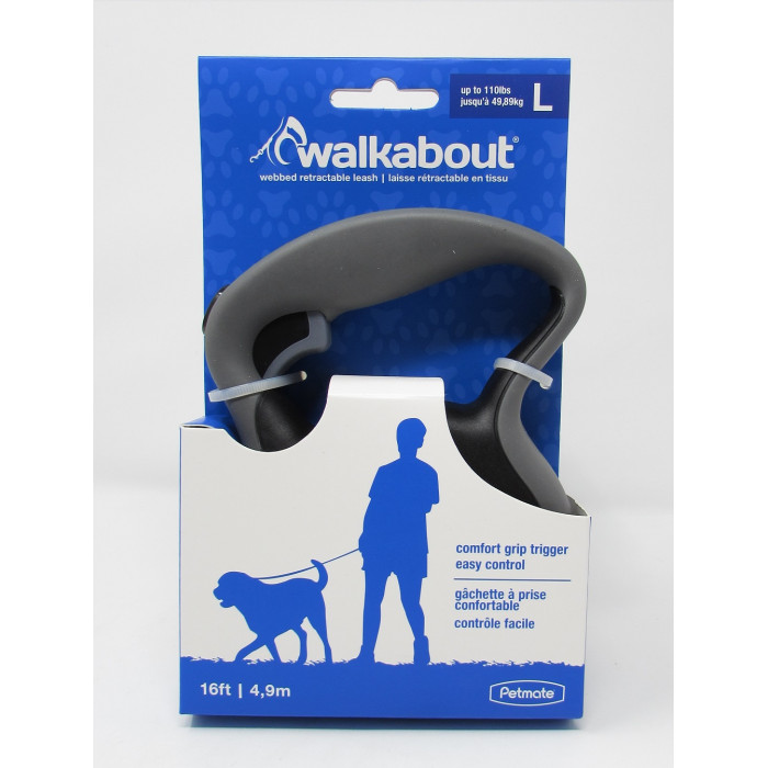 TIRADOR RETRACTIL PETMATE WALKABOUT NEGRO GRANDE REF. 02404