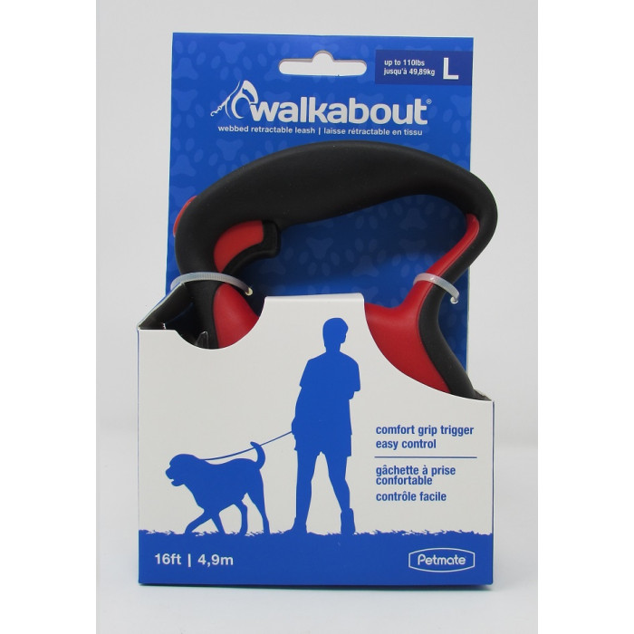 TIRADOR RETRACTIL PETMATE WALKABOUT ROJO GRANDE REF. 02400