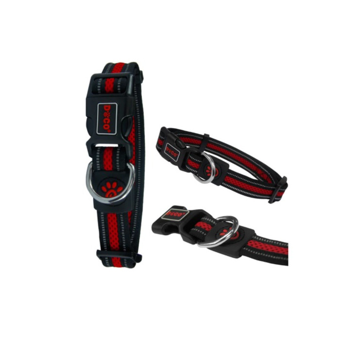 COLLAR DE NYLON DOCO REFLECTIVA -GRANATE- M REF DCA002