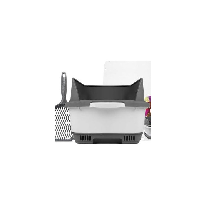KIT CAJA DE ARENA PARA GATOS CATECO GRIS