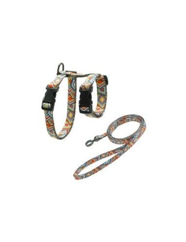 ARNES + TIRADOR DE NYLON P/ GATO DOCO -ESTAMPADO C4- REF CHL2022072