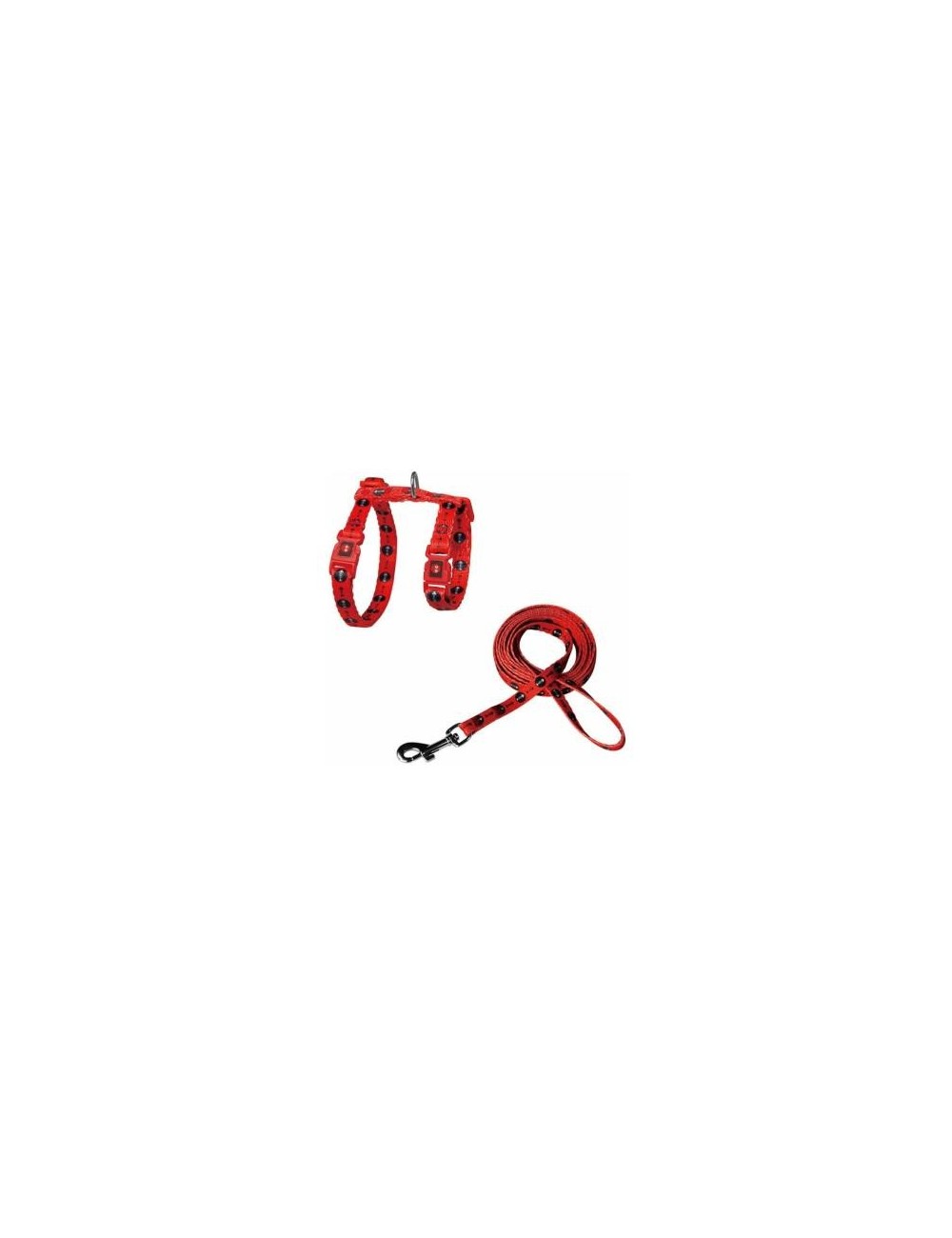 ARNES + TIRADOR DE NYLON P/ GATO DOCO -ESTAMPADO ROJO PEZ- REF DCAT2022072
