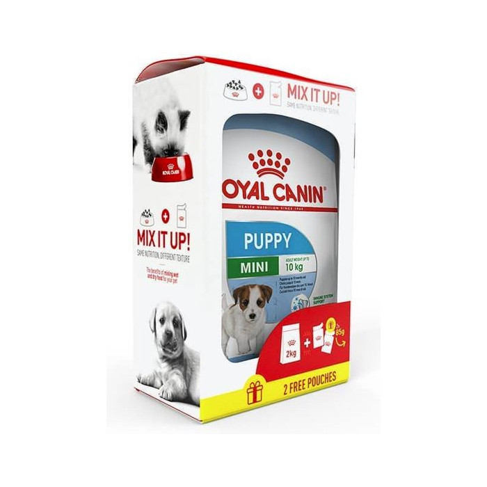 PROMO RCF SHN MINI PUPPY X 2 KG + 2 POUCH MINI PUPPY X 85 GRS GRATIS