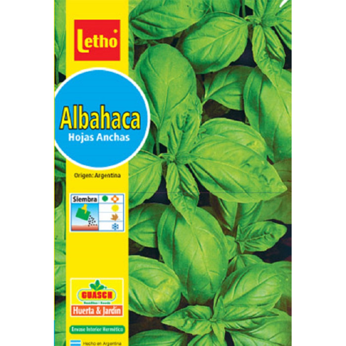 SOBRE DE HORTALIZAS -LETHO-ALBAHACA- X 4 GRAMOS