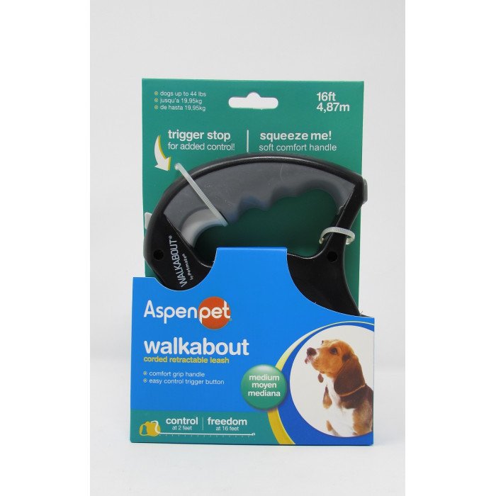 TIRADOR RETRACTIL PETMATE ASPEN WALK. NEGRO MEDIANO (BASICO) REF. 24369