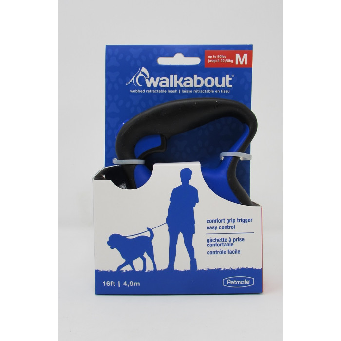 TIRADOR RETRACTIL PETMATE WALKABOUT AZUL MEDIANO REF. 02395