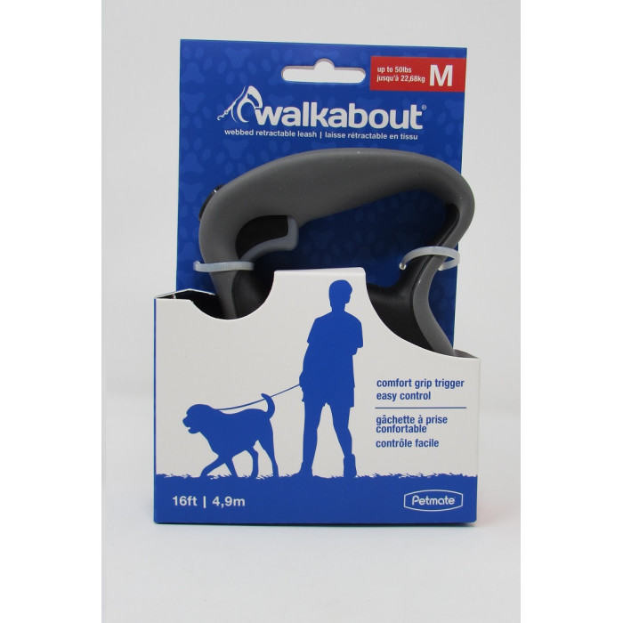 TIRADOR RETRACTIL PETMATE WALKABOUT NEGRO MEDIANO REF. 02403