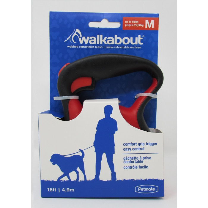 TIRADOR RETRACTIL PETMATE WALKABOUT ROJO MEDIANO REF. 02399